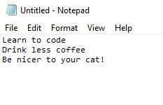screenshot of notepad