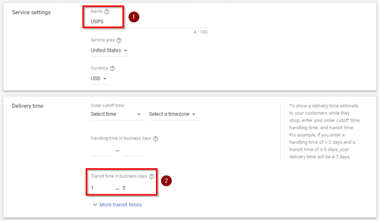 example of shipping method