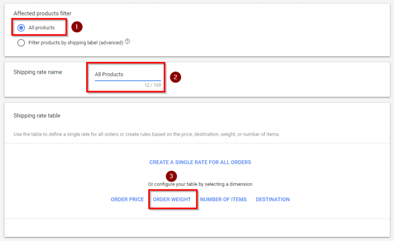 example of adding shipping rates for all products