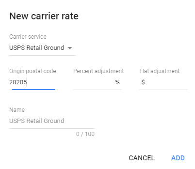 example of how to set up new carrier rate 